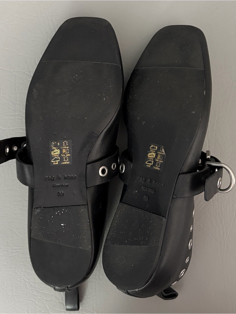Rag & Bone Shoes Spire Leather Grommet Mary Jane Ballerina Flats Black size 8 - Picture 12 of 16